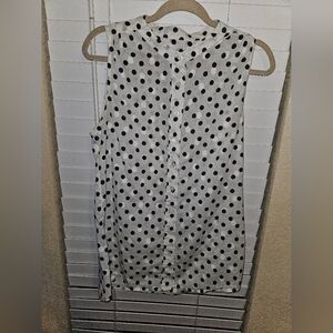 J. Crew Black and White Polka Dot Sleeveless Button Down Shirt